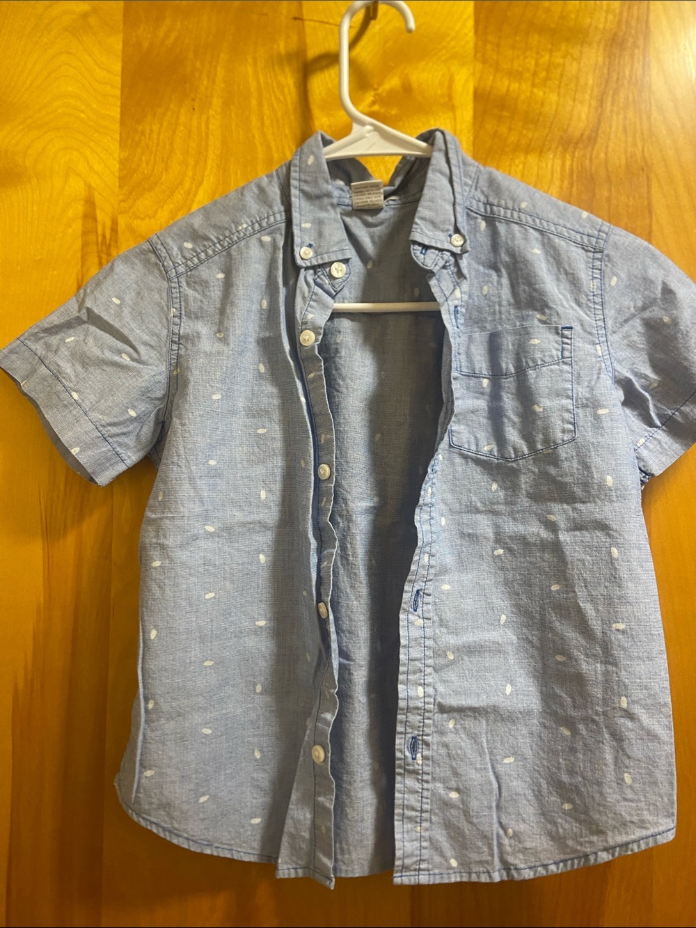 Falls Creek Light Blue Short-Sleeve Button-Down with White Dot Print